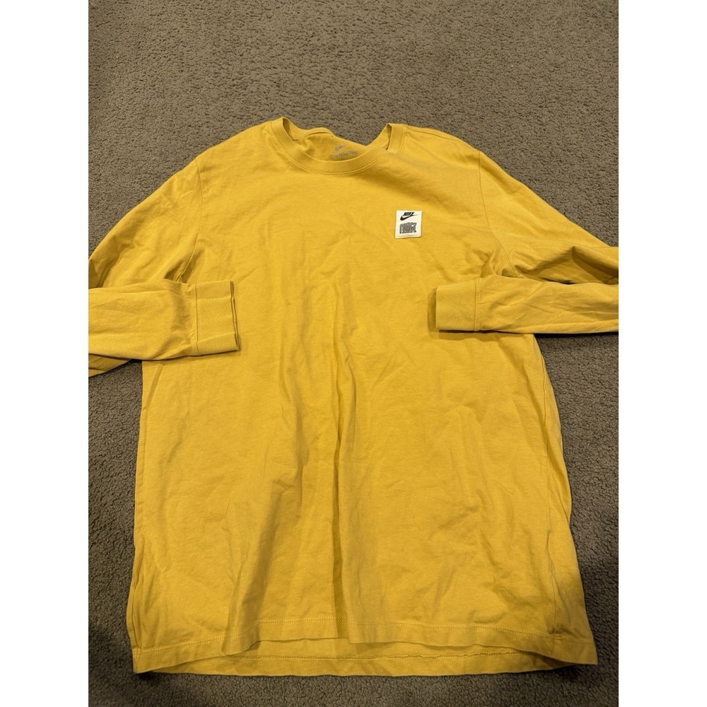 Nike‎ Force The Nike Tee Men's Long Sleeve Yellow Mustard Mens Size XL